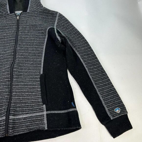 Kuhl Women’s Chianti Fleece Sweater Size S GRAY BLACK Full Zip Hooded Wool Blend - Picture 5 of 11